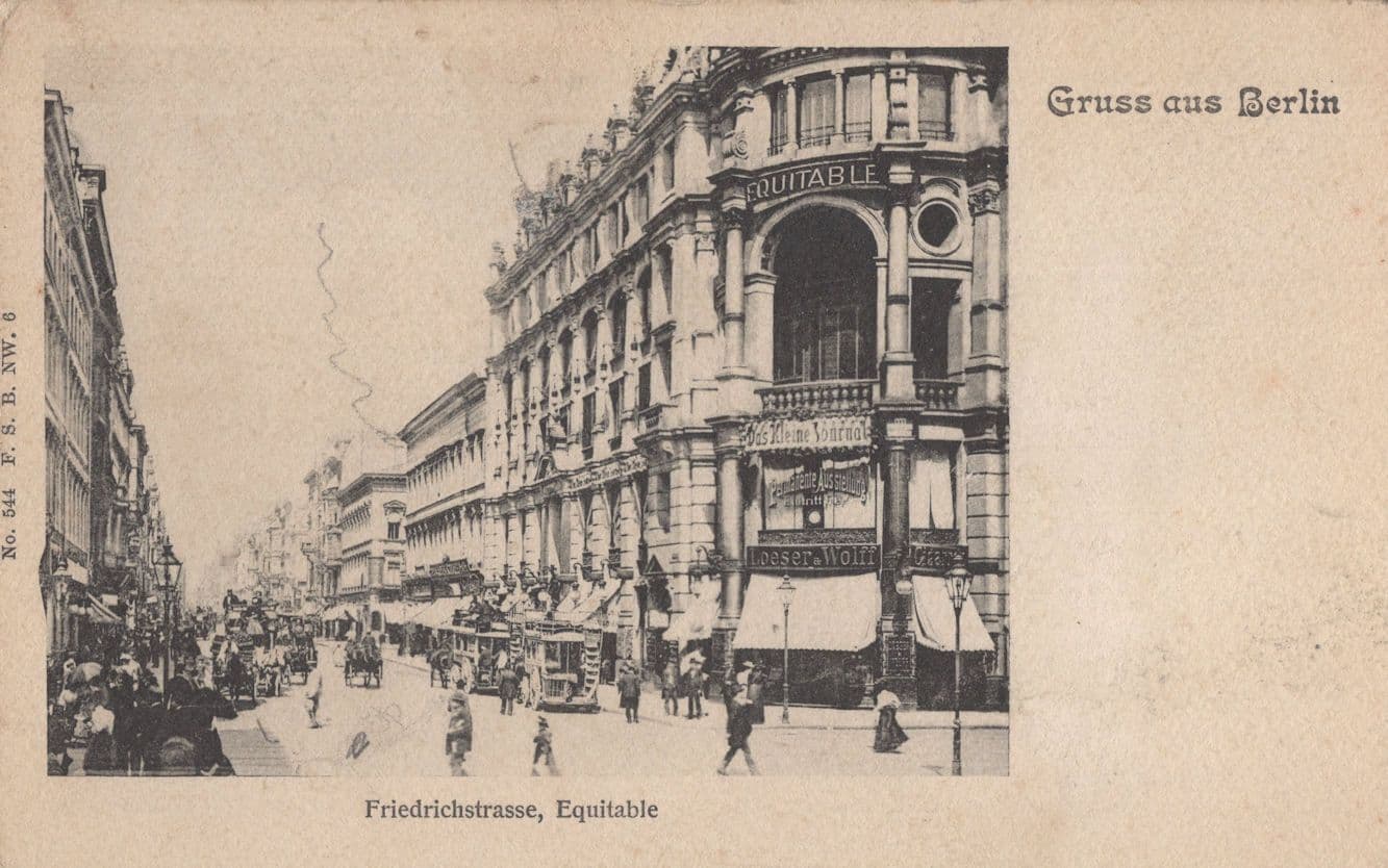 Gruss aus Berlin Friedrichsstrasse Palais de L'Equitable German Postcard