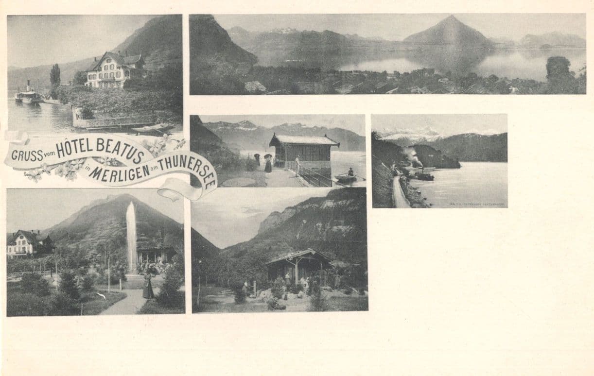 Gruss Aus Hotel Beatus Merligen Switzerland Mint Old Postcard