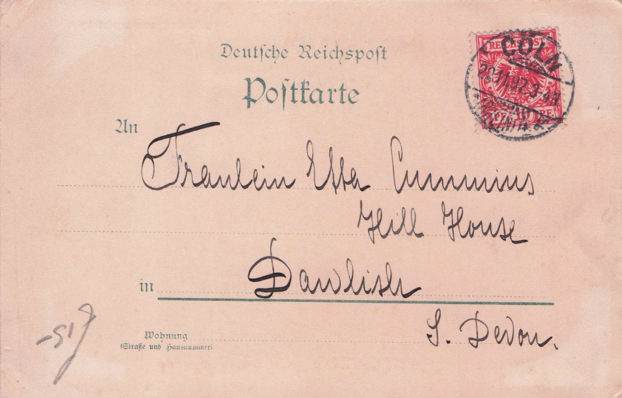 Gruss Aus Koln Love Romance Antique 1897 German Postcard