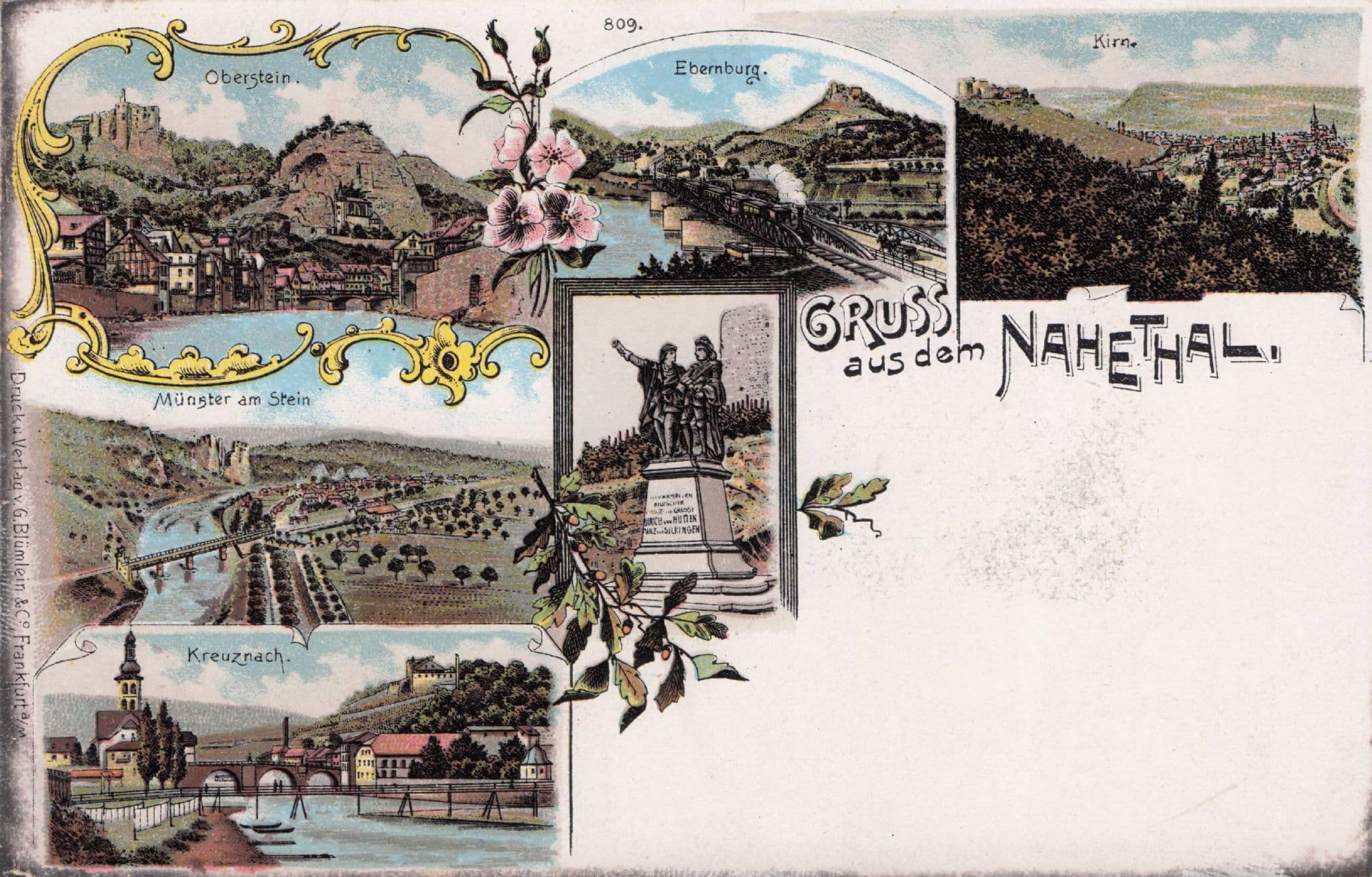 Gruss Aus Nahethal Rare Antique Denkmal Aerial German Postcard