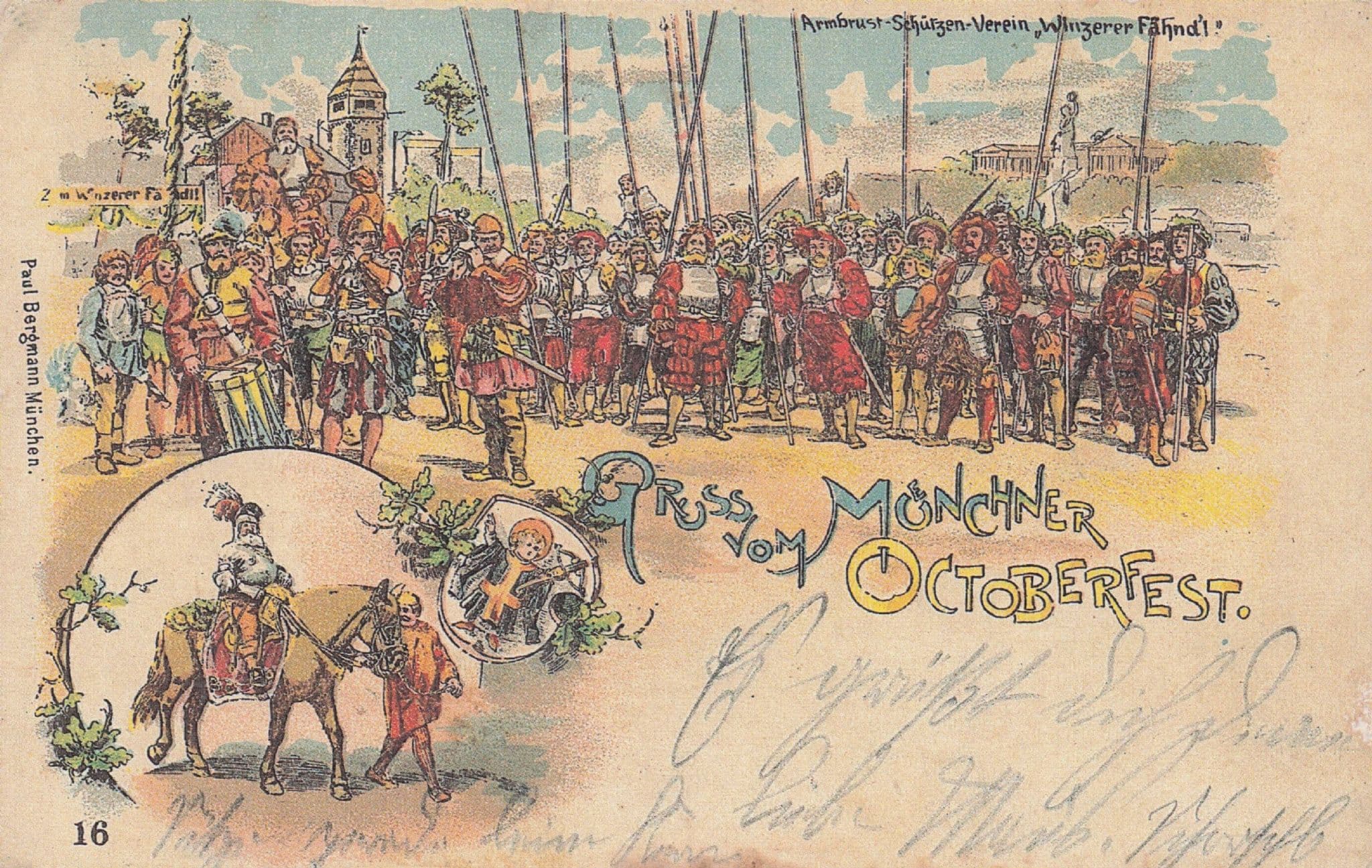 Gruss Aus Octoberfest German Military Vintage Munchen Postcard