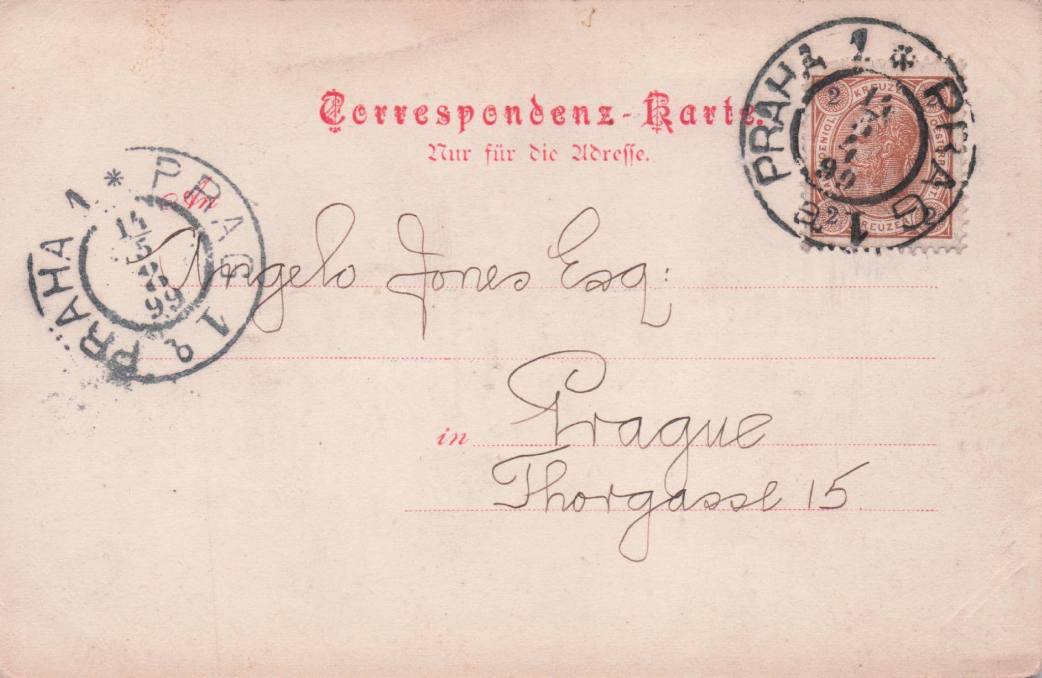 Gruss Aus Prag Kaiser Frans Monument 1890 Czech Republic Postcard