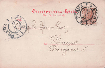 Gruss Aus Prag Kaiser Frans Monument 1890 Czech Republic Postcard
