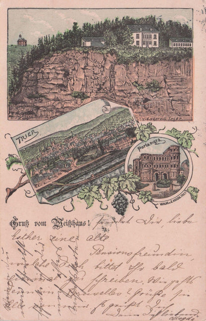 Gruss Aus Trier Roman Wall German City Antique 1896 Postcard