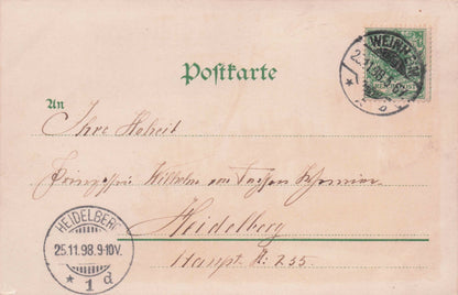 Gruss Aus Weinheim Schloss Castle 1898 German Rare Old Postcard