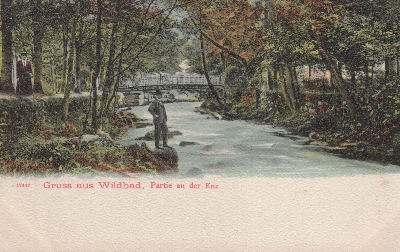 Gruss Aus Wildbad Partie German Rare 1904 Colour Old Postcard