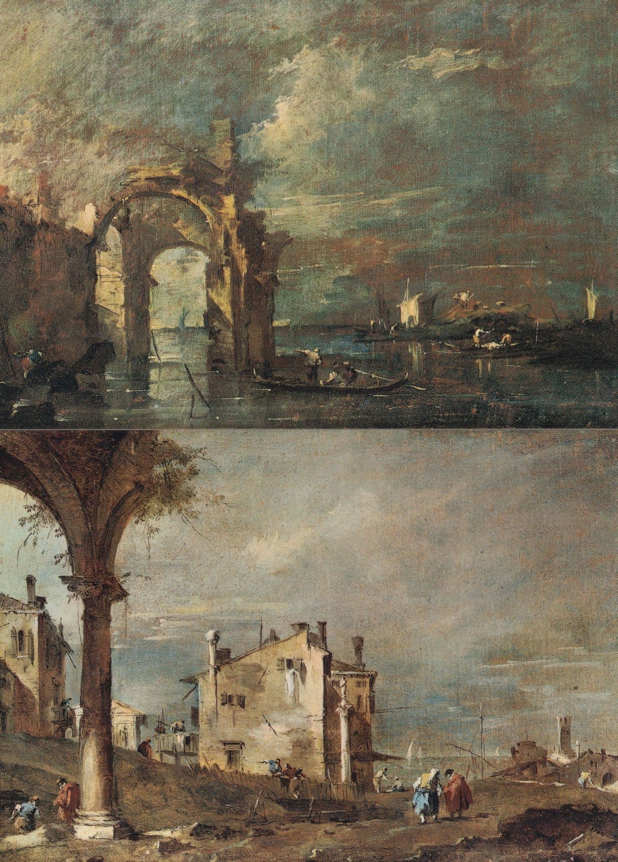 Guardi Sea Piece With Ruins Paysage Phantastique 2x Painting Postcard s