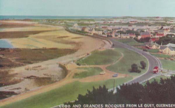 Guernsey Cobo & The Grandes Rocques From Le Guet Aerial Postcard