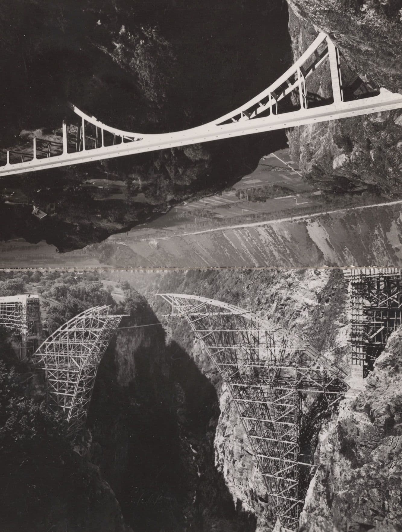 Gueuroz Pont Bridge Amazing Scaffolding View Vintage 2x French Postcard s