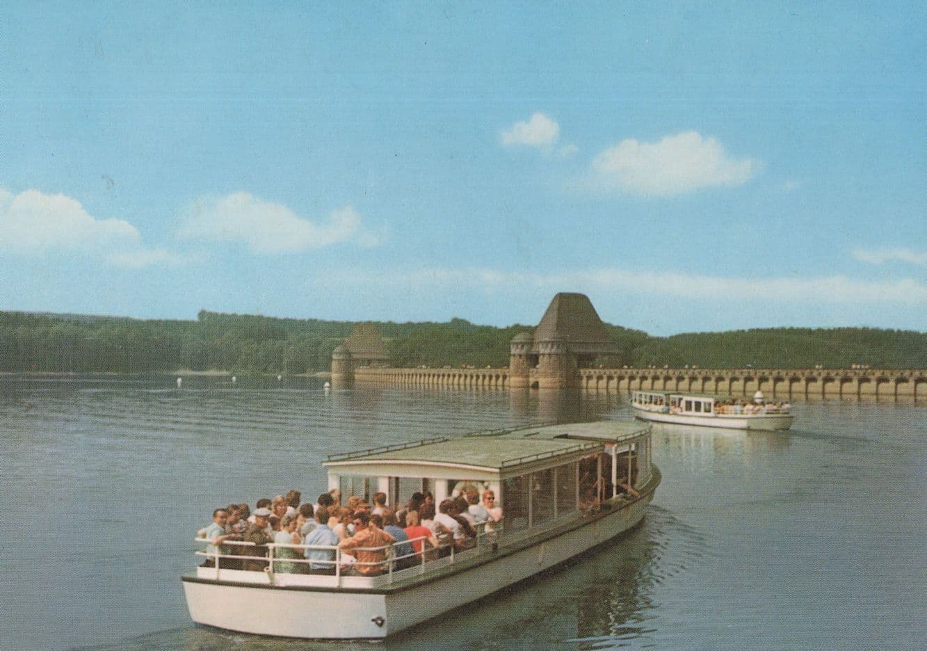 Guided Boat Trip at Der Mohnensee Reservoir German Postcard