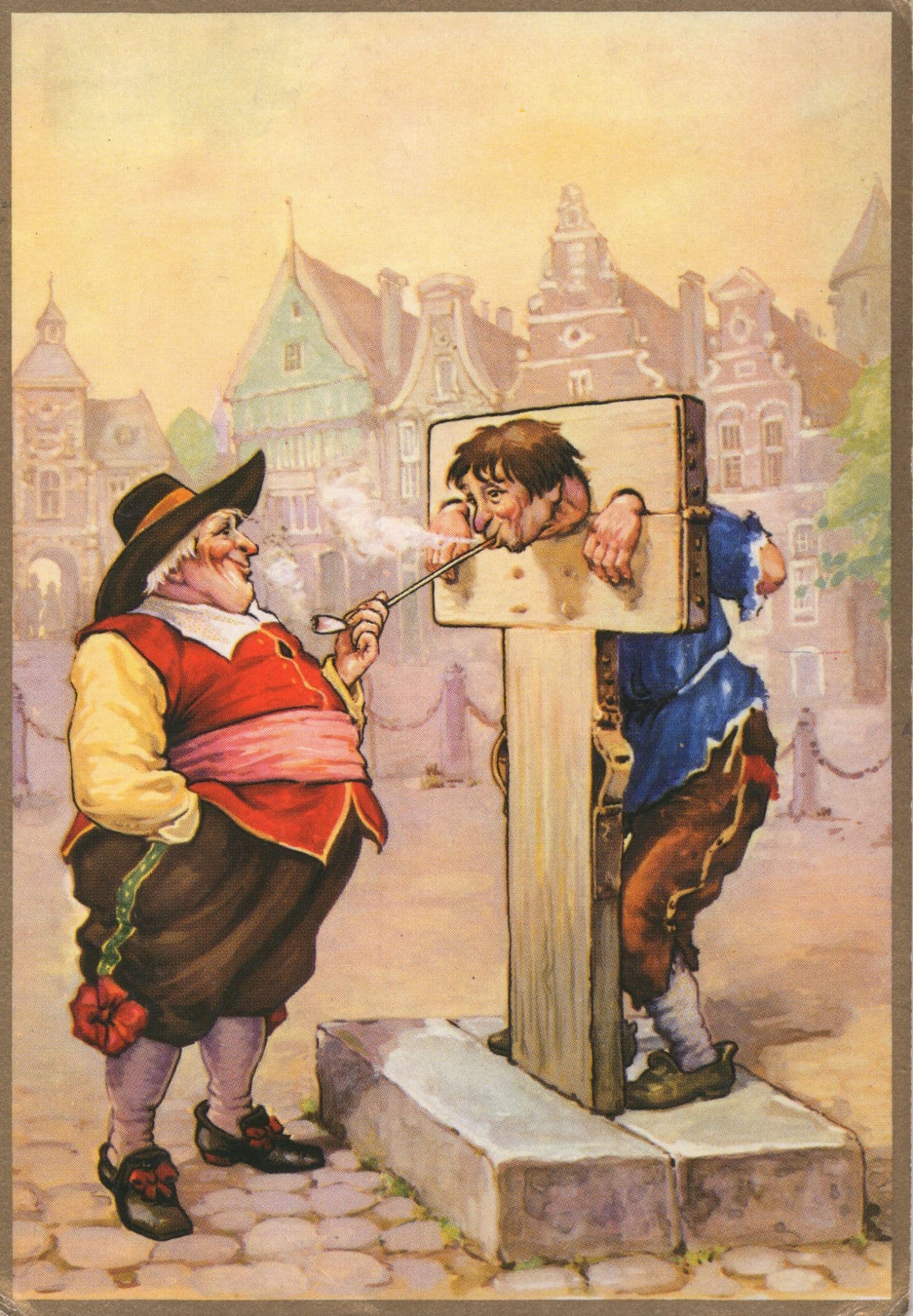Guillotine Your Last Meal As A Cigarette Old Comic Postcard
