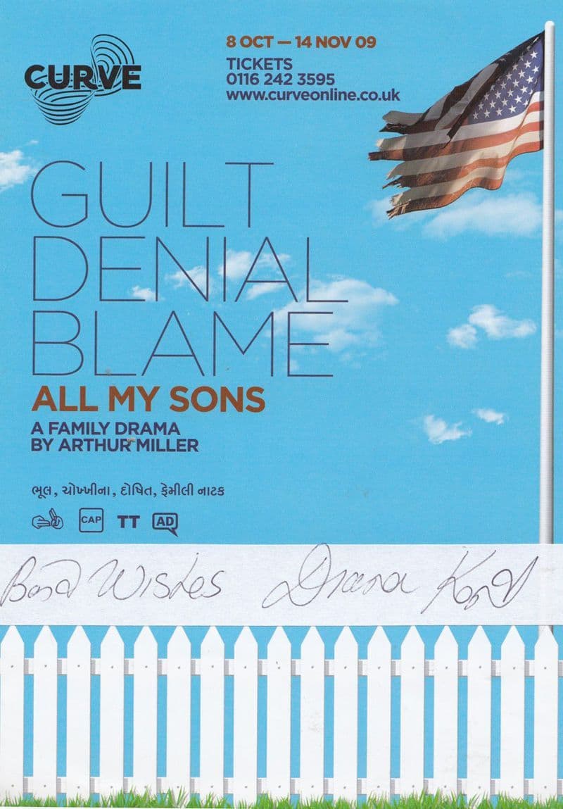 Guilt Denial Blame Arthur Miller Play Leicester Trust Hand Signed Theatre Flyer