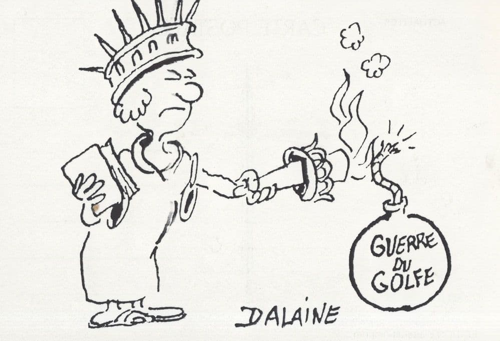 Gulf War Statue Of Liberty Bomb Grenade Comic Postcard