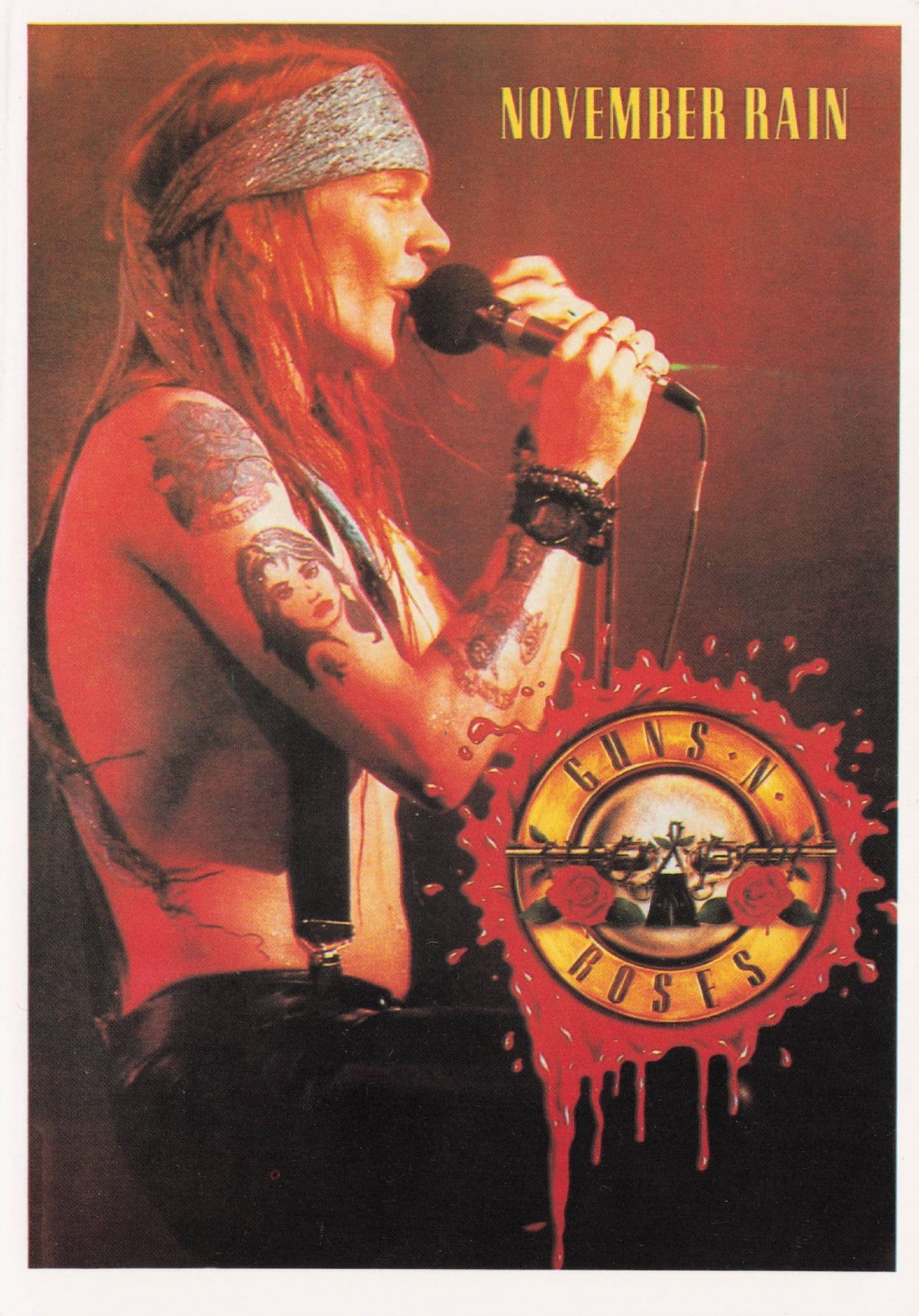 Guns'N'Roses November Rain Live Heavy Metal Rare Postcard