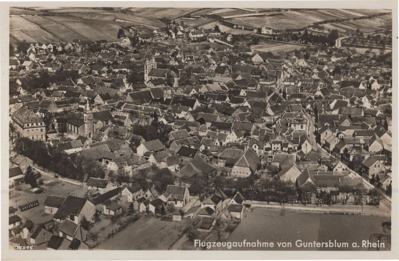 Guntersblum Rhein Germany Real Photo Old Aerial Postcard