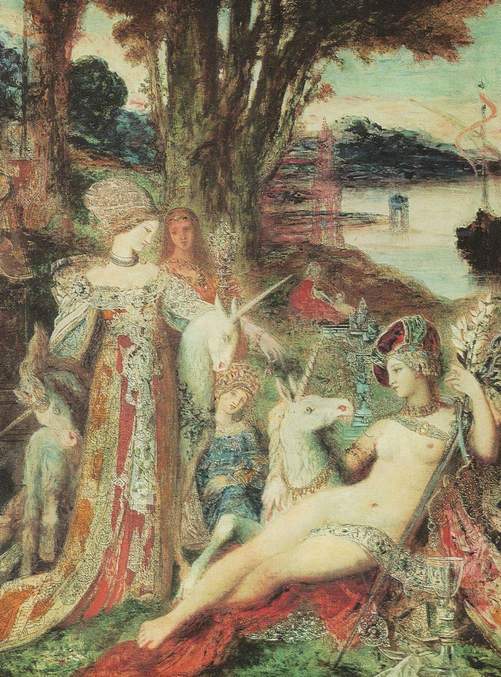 Gustave Moreau Les Licornes French Painting Postcard