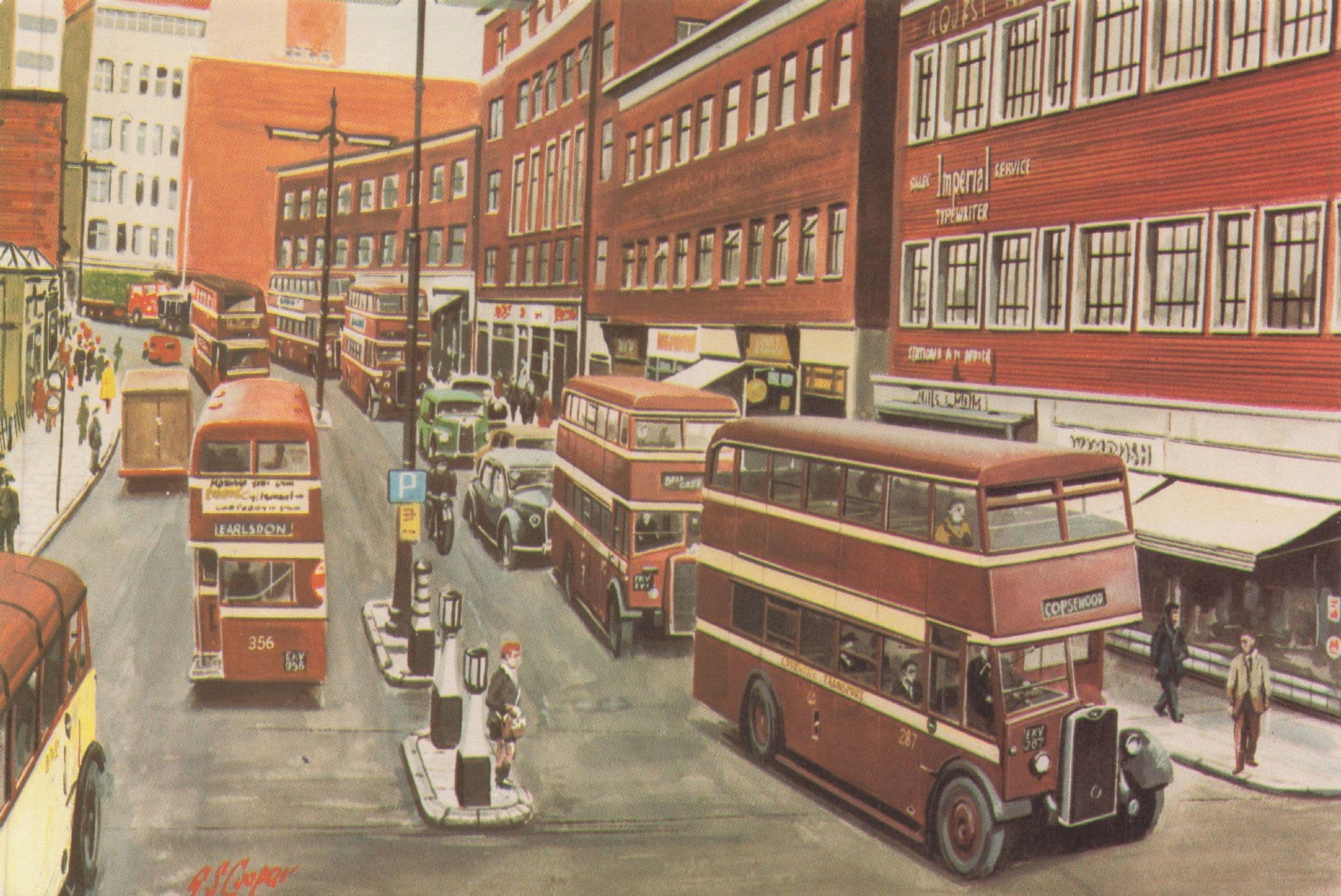 Guy & Daimler WW2 Utility Bus 1950s Coventry Painting Postcard