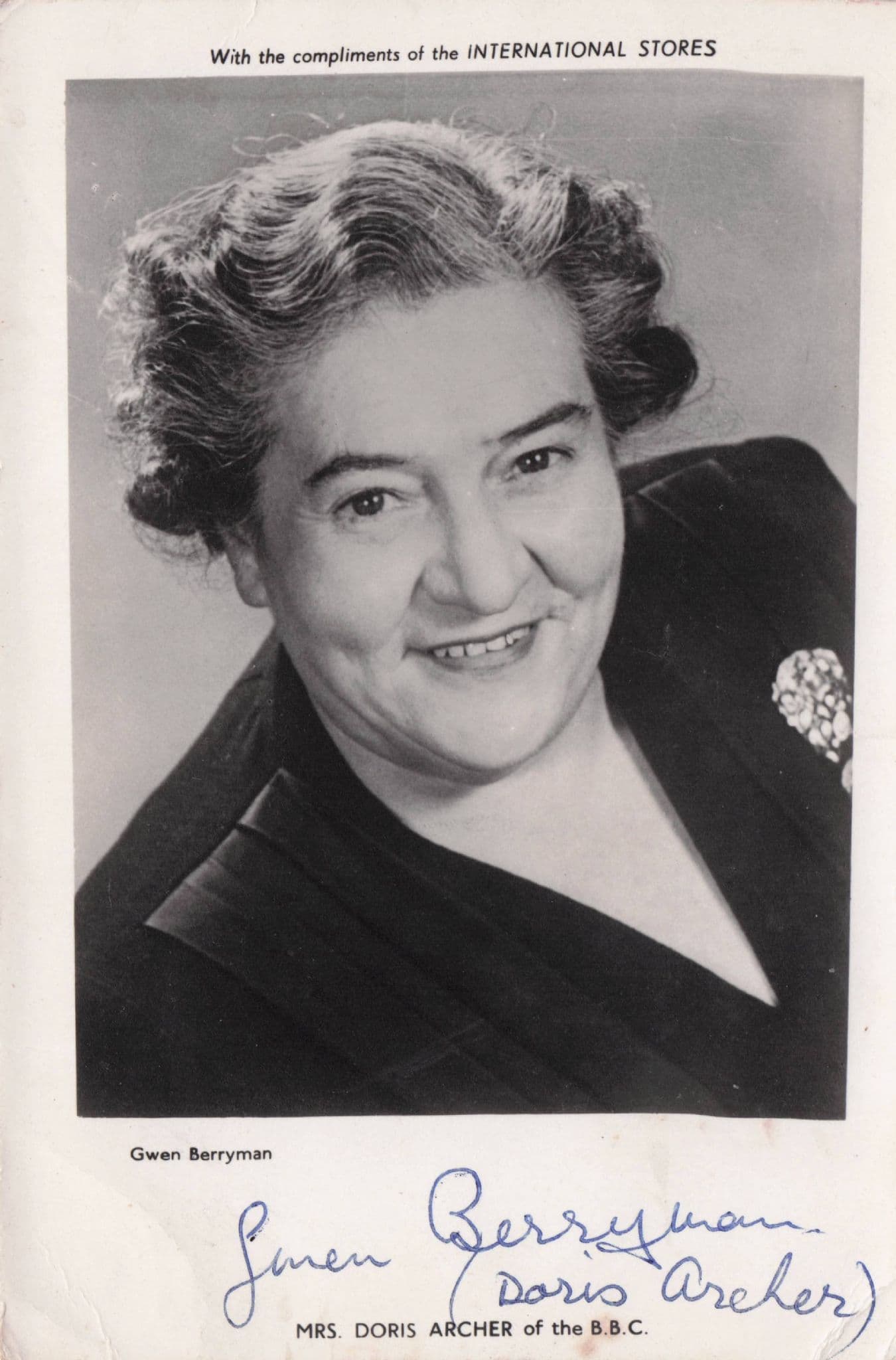 Gwen Berryman of The Archers BBC Radio Antique Hand Signed Photo