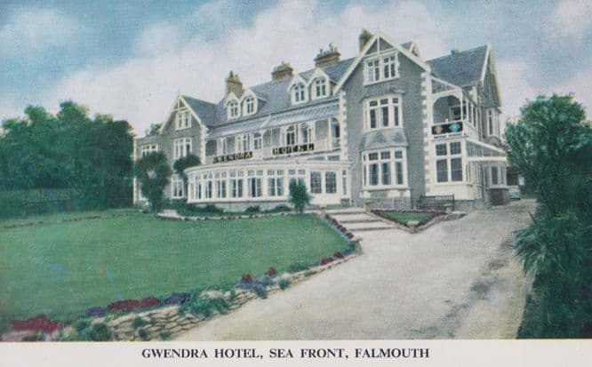 Gwendra Hotel Falmouth Sea Front Entrance 1970s Postcard