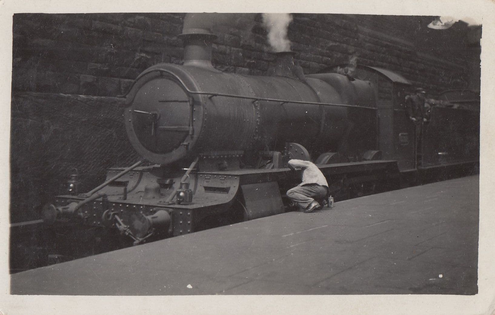 GWR 4300 Class 5388 8388 Man Leaning at Birkenhead Woodside Station Cheshire Train Old Postcard