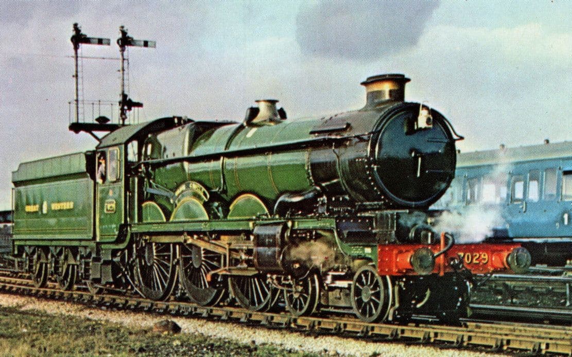 GWR Clun Castle 4-6-0 Train at Tyseley Birmingham No 7029 Postcard