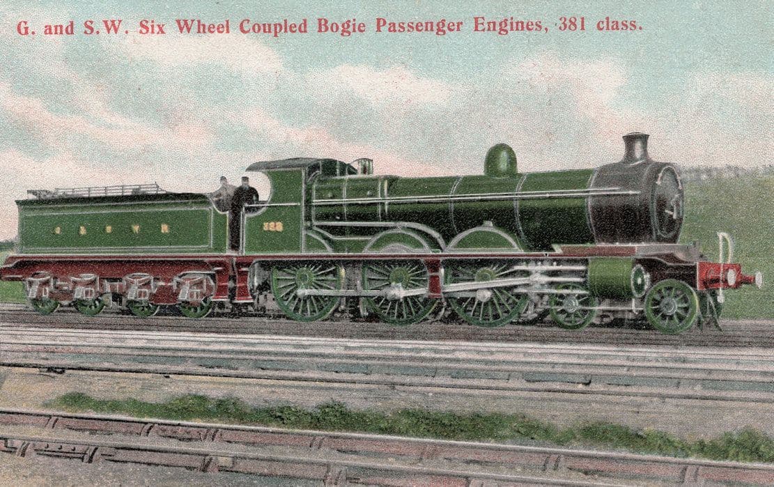 GWR G & SW Wheel Coupled Bogie Passenger Engines 381 Class Postcard