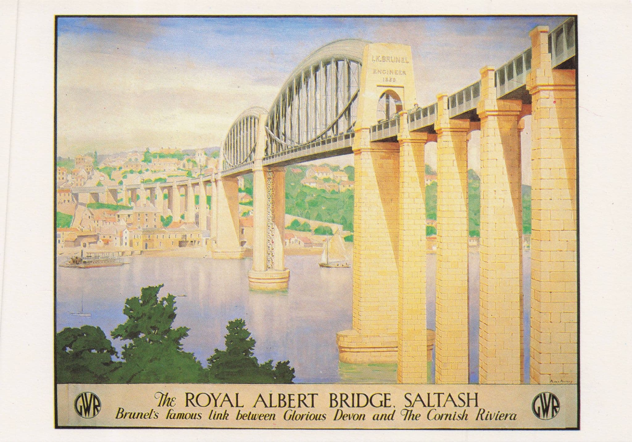 GWR Great Western Railway Royal Albert Bridge Saltash Postcard