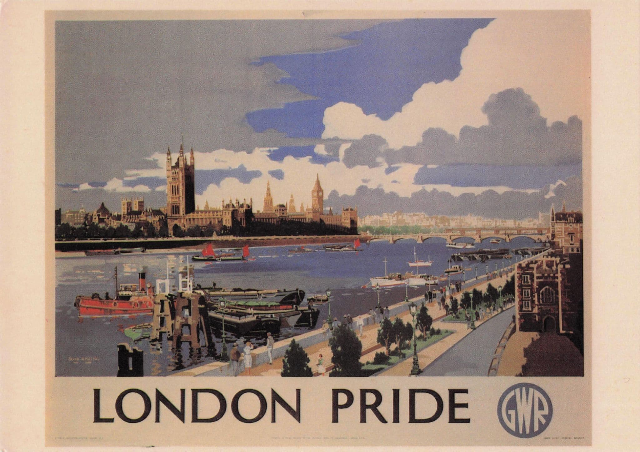 GWR Great Western Railways London Pride River Poster Travel Postcard