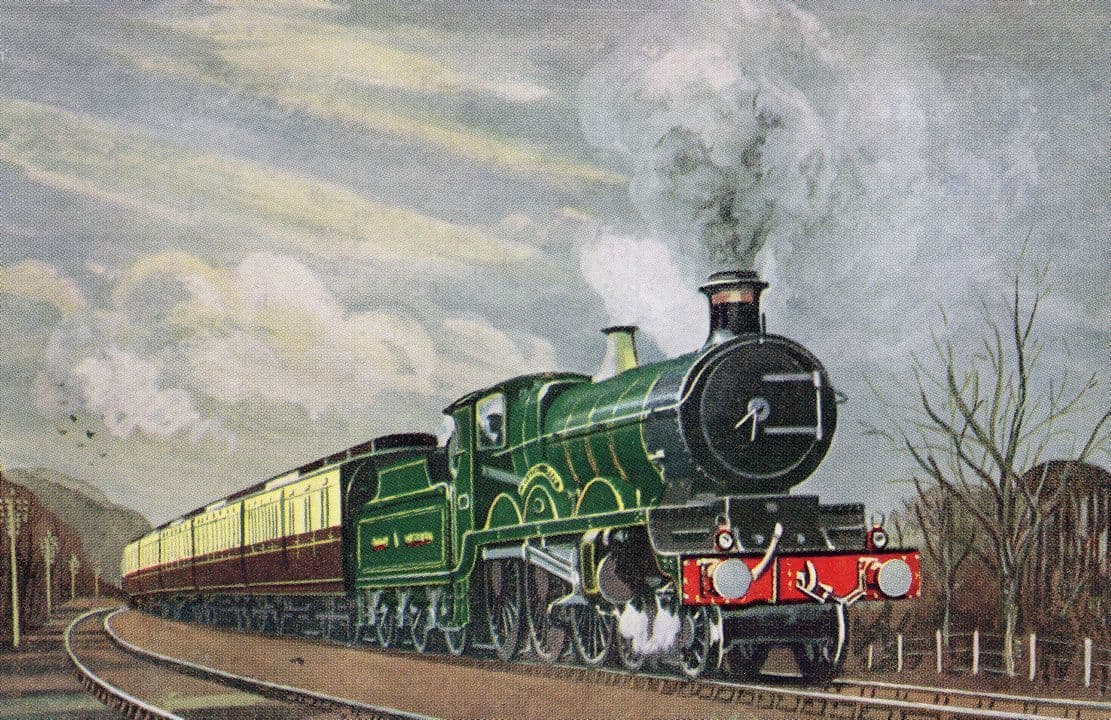 GWR Paddington Plymouth Express Train at Dainton Devon Railway Postcard