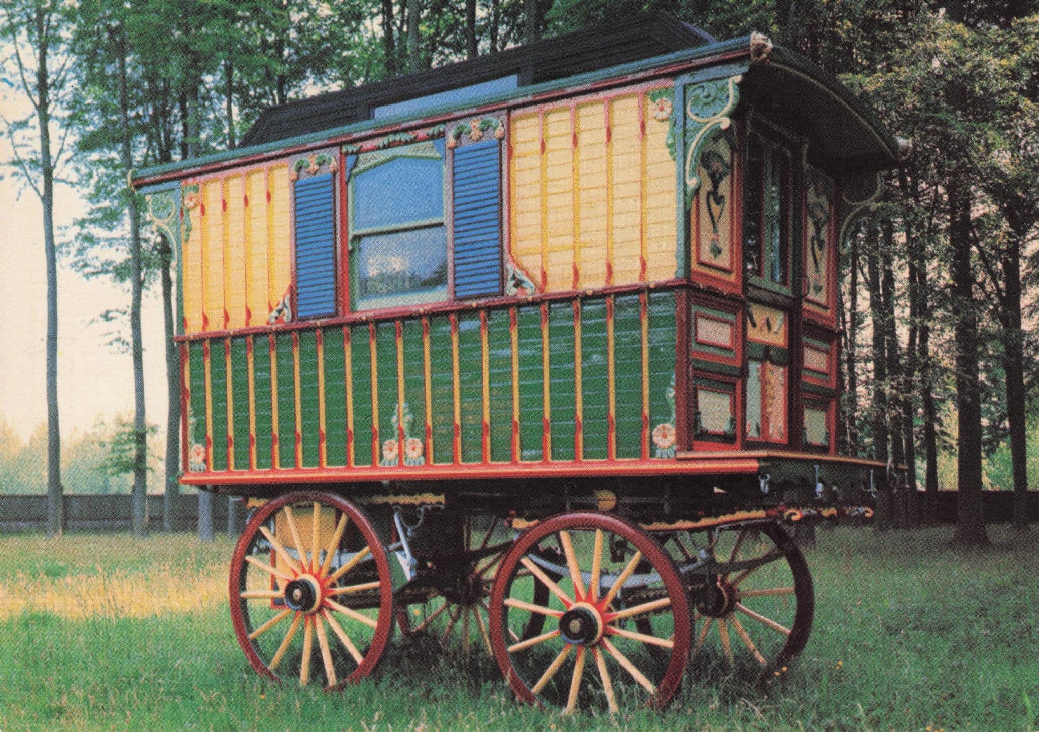 Gypsy Romany Family At Welsh Folk Museum Caravan Postcard