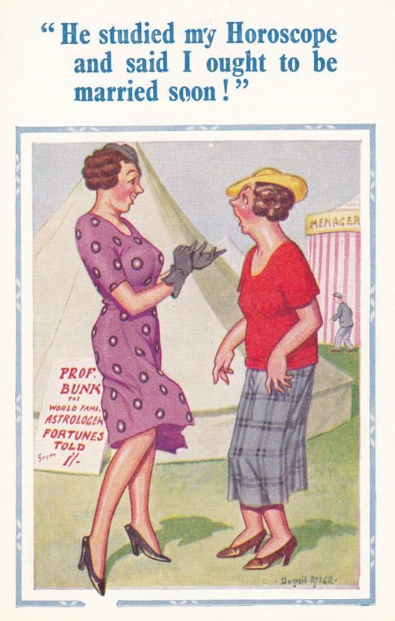 Gypsy Style Astrology Tent Telling Fortune at Fairground Comic Humour Postcard