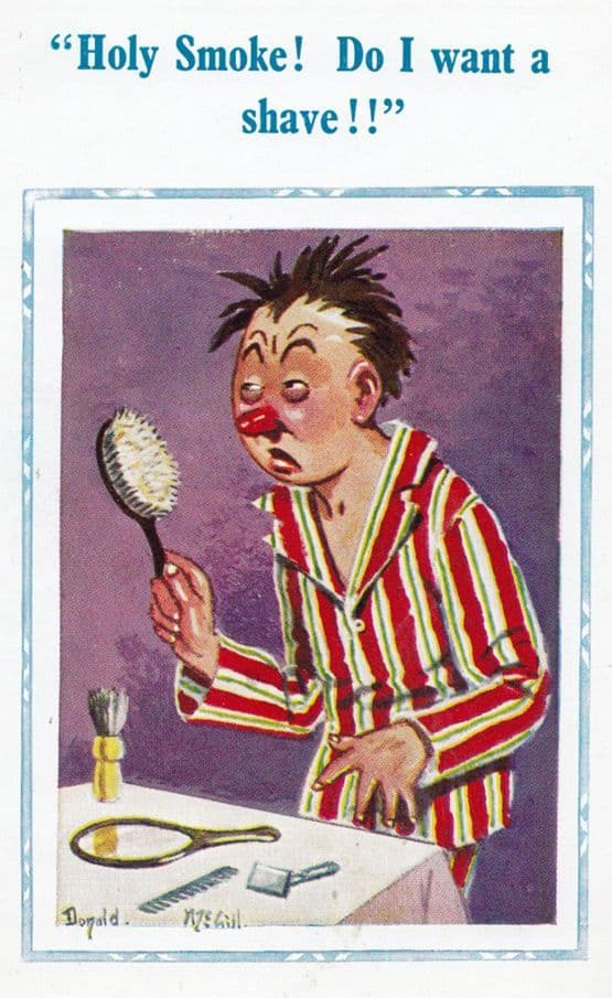 Hairbrush Covered In Puss Man Needing A Shave Disgusting Comic Humour Postcard