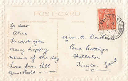 Halberton Devon 1942 WW2 Remembrance Greetings Old Postcard