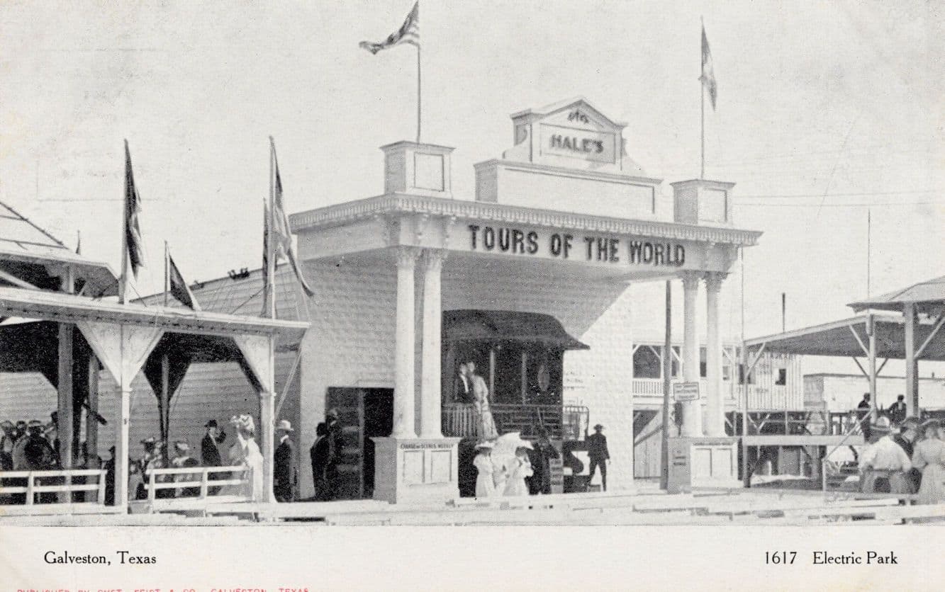 Hale's Tours Of The World Electric Park Galveston USA Old Postcard