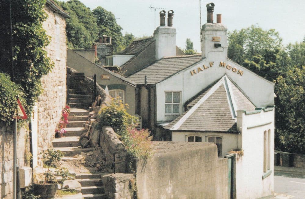 Half Moon Pub & Steps Knaresborough Postcard