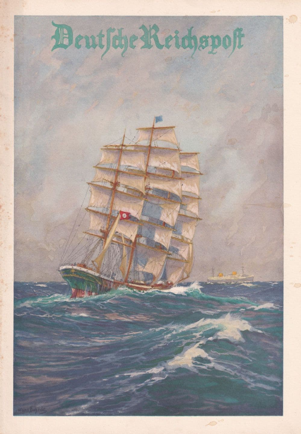 Hamburg Chamber Of Commerce Swastika Military Ship 1937 German Telegram