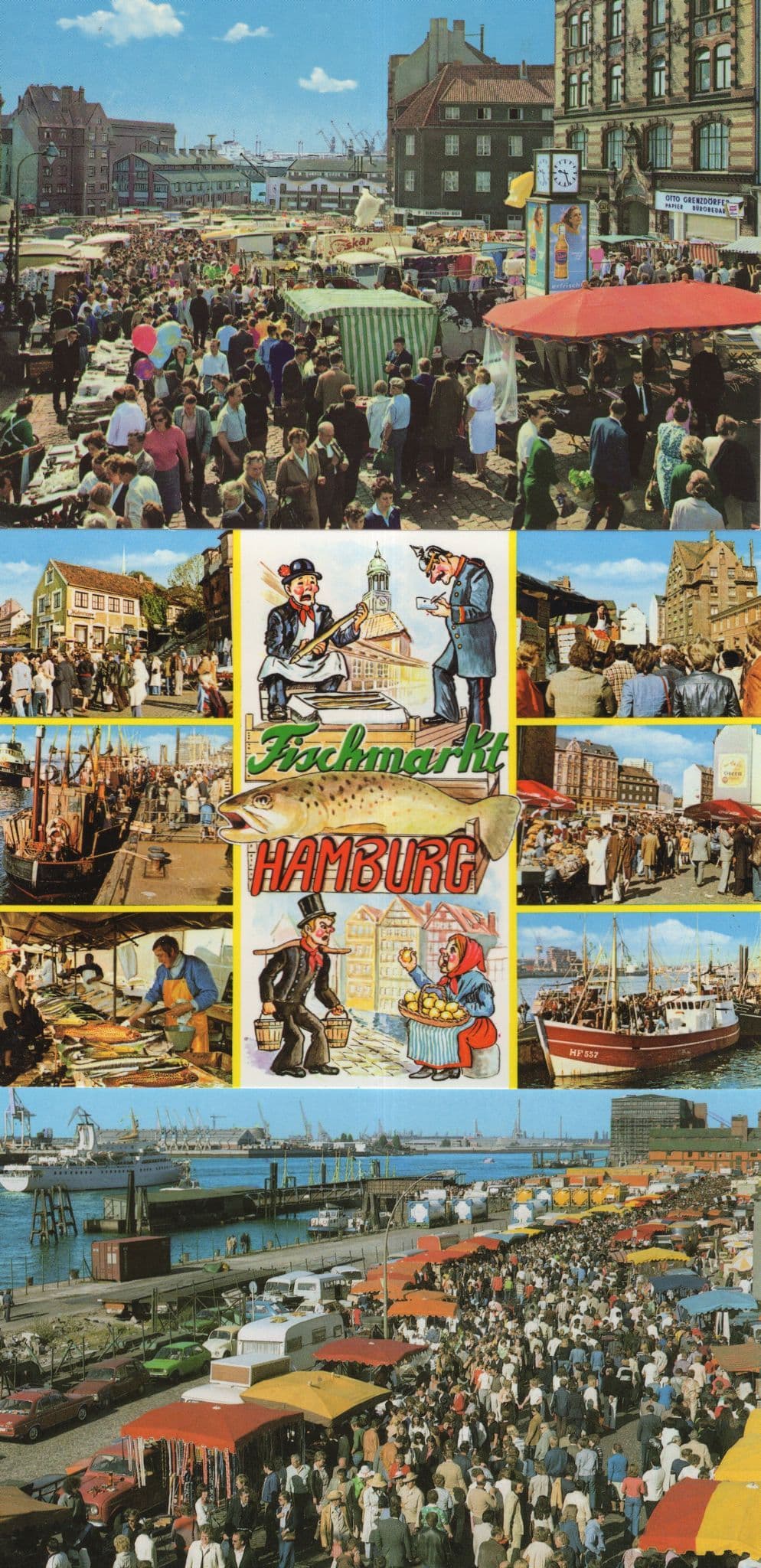 Hamburg Fish Market Germany 3x Postcard