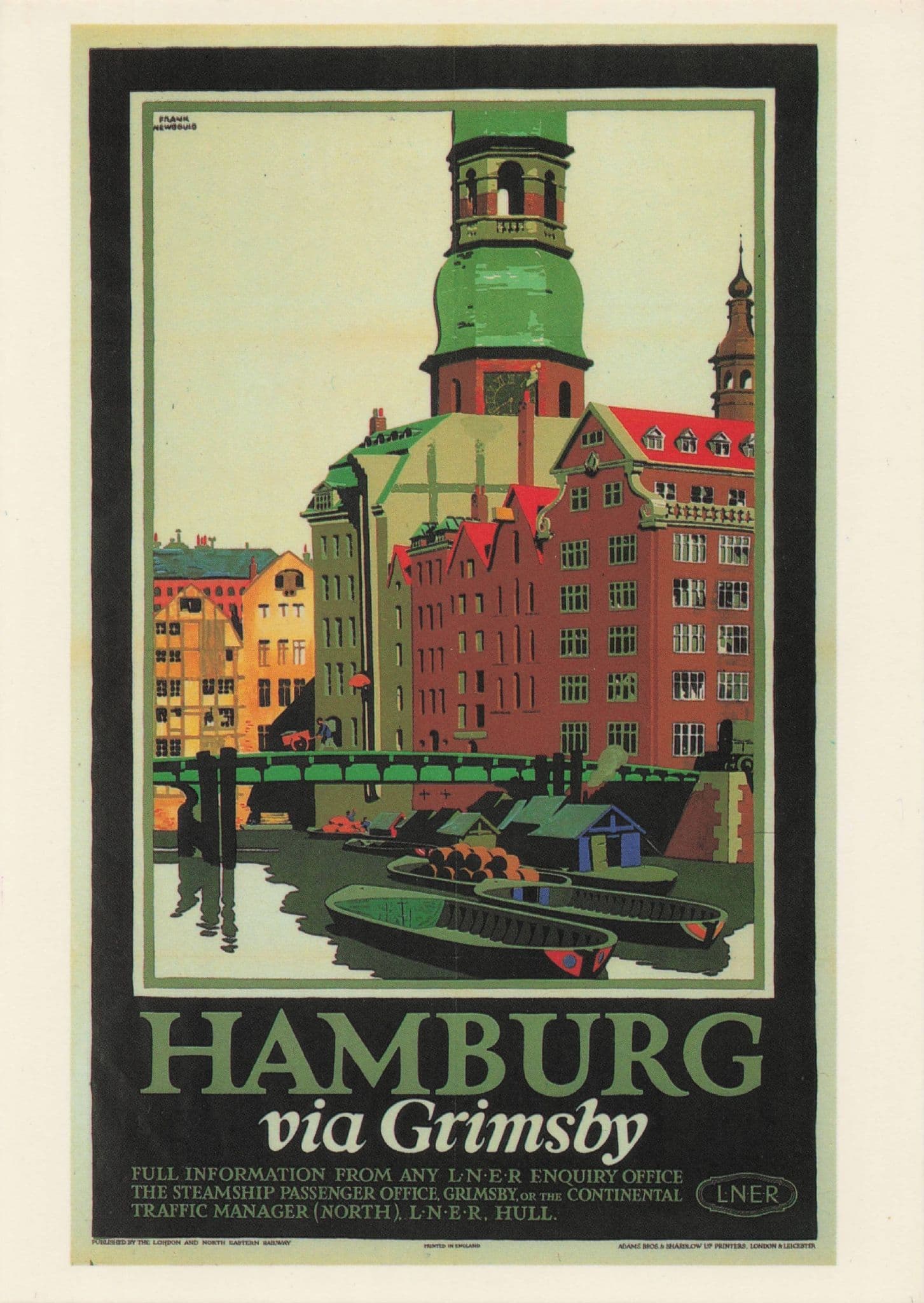 Hamburg Via Grimsby York Railway Museum Poster Postcard