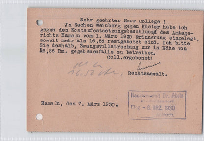 Hameln Hannover Weinberg Court German Attorney Old Postcard