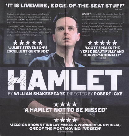 Hamlet Daniel Rabin of Spooks DOUBLE Hand Signed Theatre Flyer