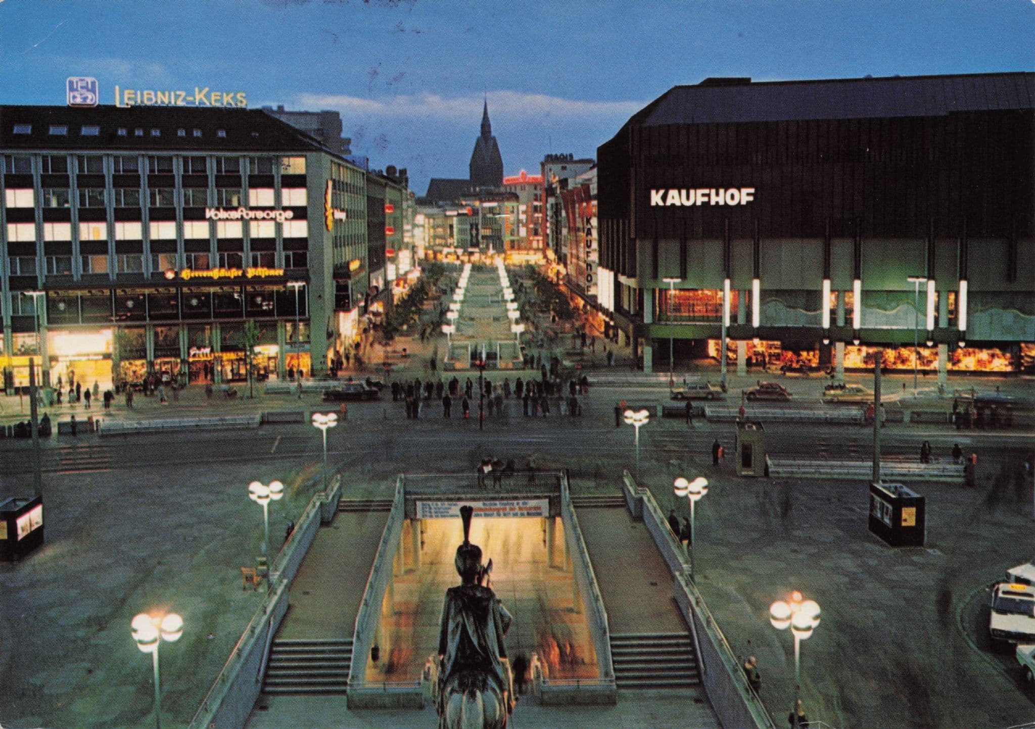 Hannover Blick Vom Ernst Subway Entrance Night German 1990s Postcard