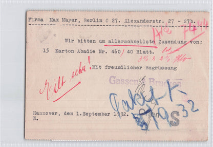 Hannover Cigarette Smoking Paper German Antique 1937 Postcard