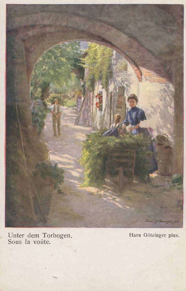 Hans Gotzinger Under Dem Torbogen Antique Painting Postcard