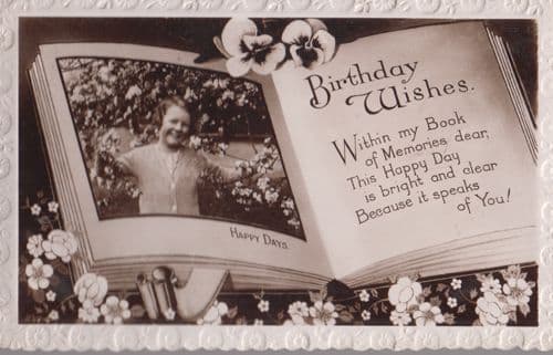Happy Birthday Arms Stuck Tangled Up In A Flower Bush Antique Greetings Postcard