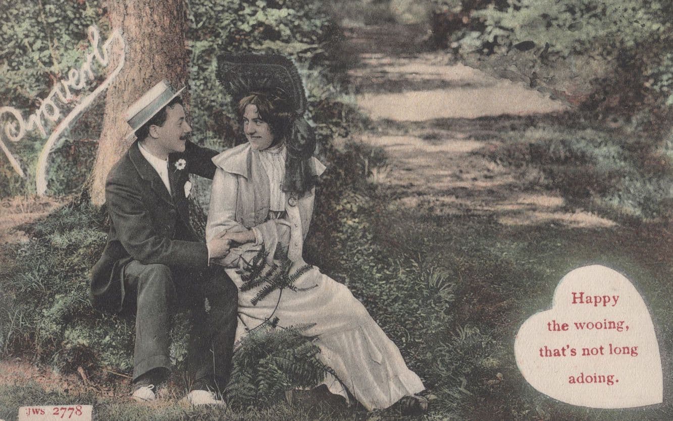 Happy The Wooing Thats Not Long Adoring Proverb Rare Old Postcard