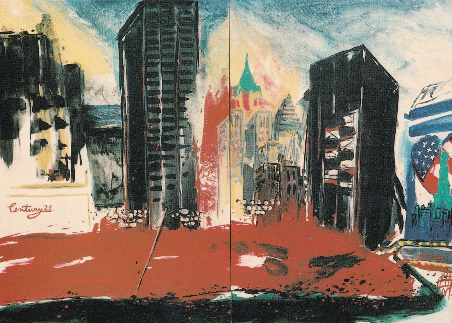 Harald Hoffman De Vere Ground Zero Military Skyscraper Painting Postcard