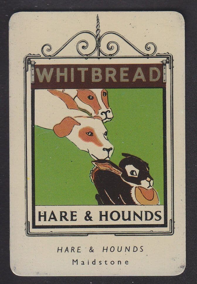 Hare & Hounds Maidstone Kent Metal Pub Sign Whitbread Rare Ephemera