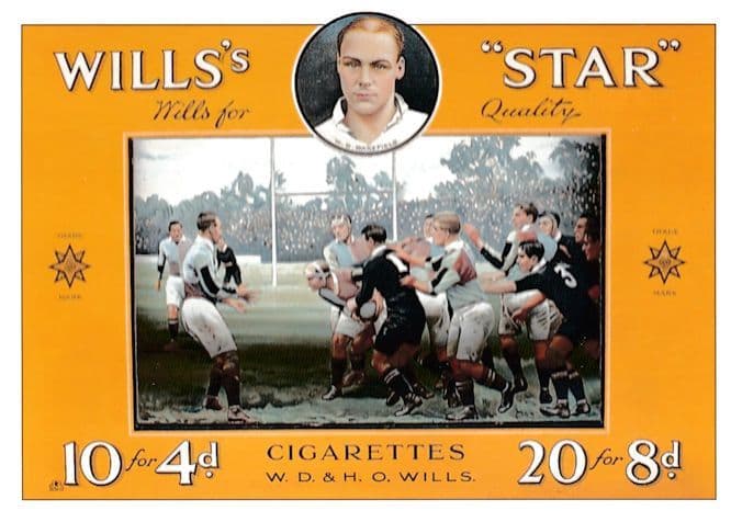 Harlequins Rugby Wills Cigarettes Smoking Poster Advertising Postcard