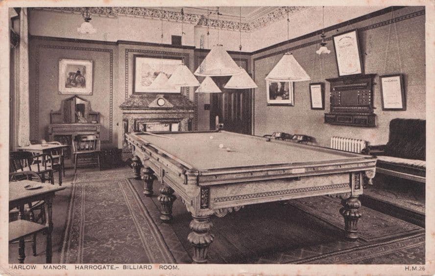 Harlow Manor Snooker Table Harrogate Yorkshire Old Postcard