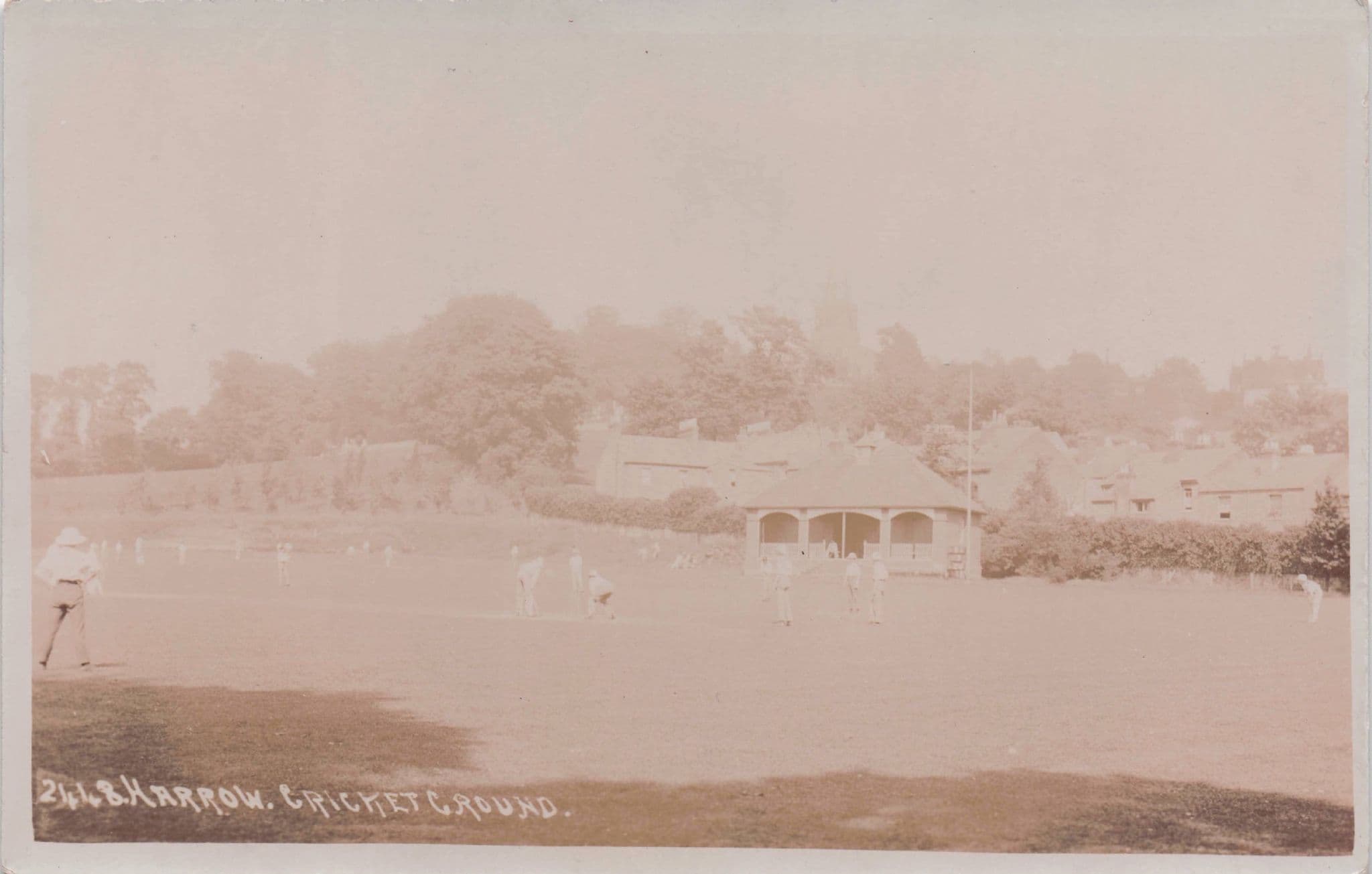 Harrow Cricket Club Ground Middlesex Antique Aerial RPC Postcard